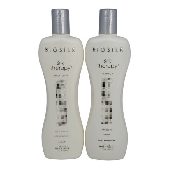 Biosilk Silk Therapy Shampoo & Conditioner Set 12oz  Paraben & Sulfate-Free - Picture 1 of 7